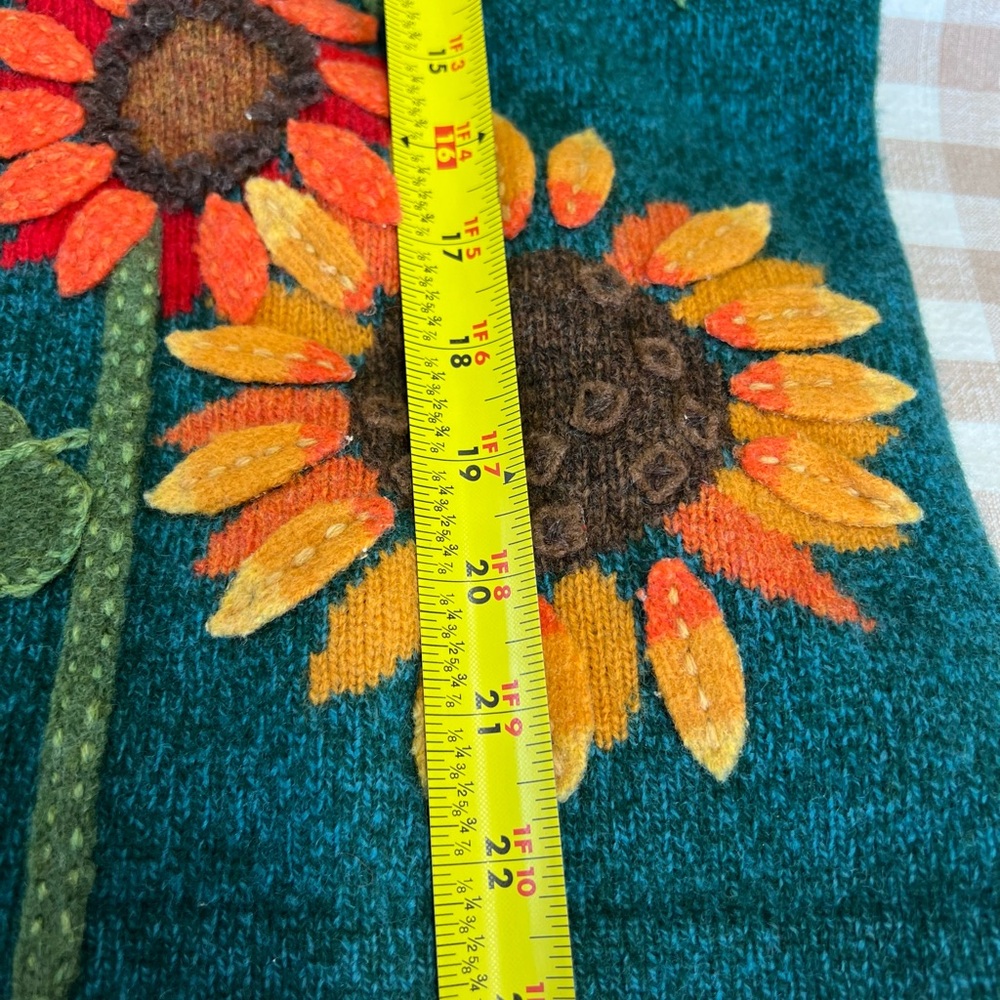 Susan Bristol lambswool sunflower cardigan sweater large - Picture 6 of 12